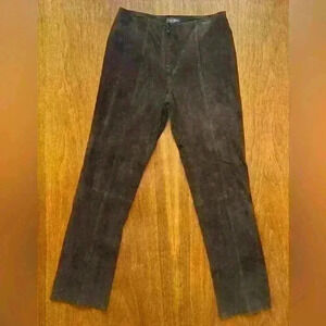 Prosper & Devine Women’s High Waisted Brown Suede-Leather Pants Size 10 New!!